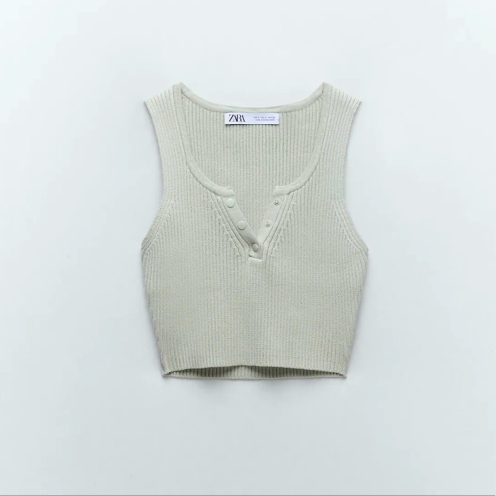 (SOLD) Zara mint sleeveless knit crop top